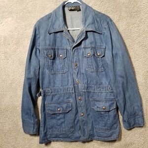 Vtg 80s Gap Womens Denim Button Chore Jacket Lined Utility Workwear Pockets‎ XL